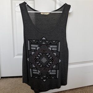 Geometric Print Gray Tank Top